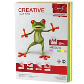 Бумага CREATIVE color (Креатив), А4, 80 г/м2, 250 л. (5 цв. х 50 л.), цветная медиум, БОpr-250r